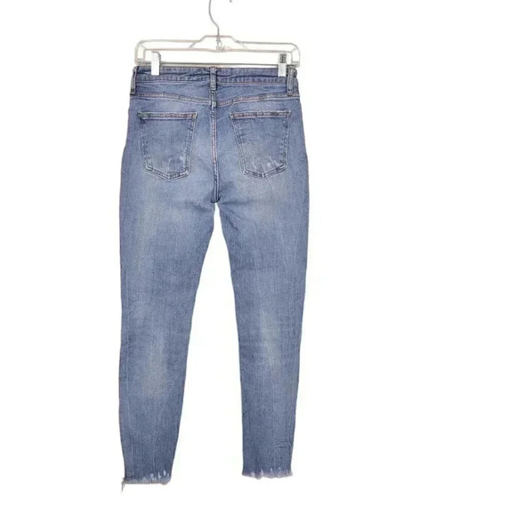 Zara Skinny Jeans Premium 80's Erna  Blue Denim Distressed Frayed Hem Size 6 - Picture 6 of 9